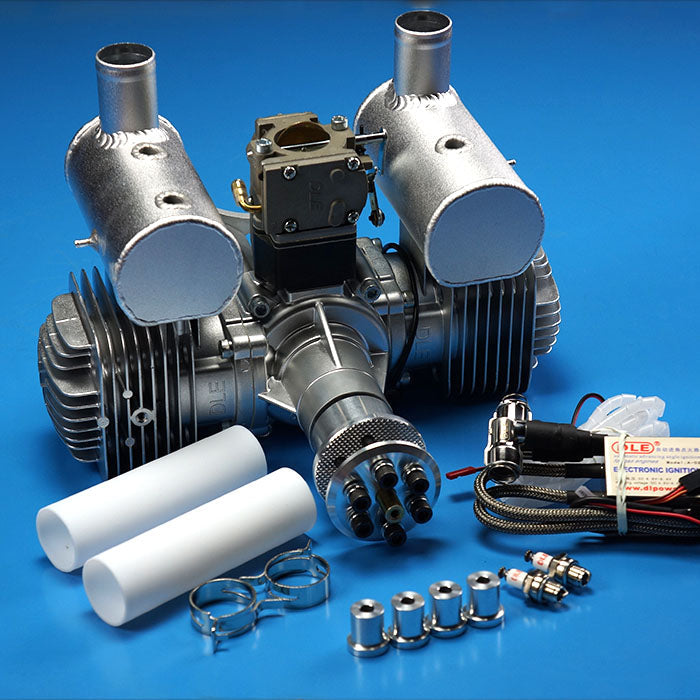 DLE-170 170cc Twin Gas Engine With Electronic Ignition And Mufflers