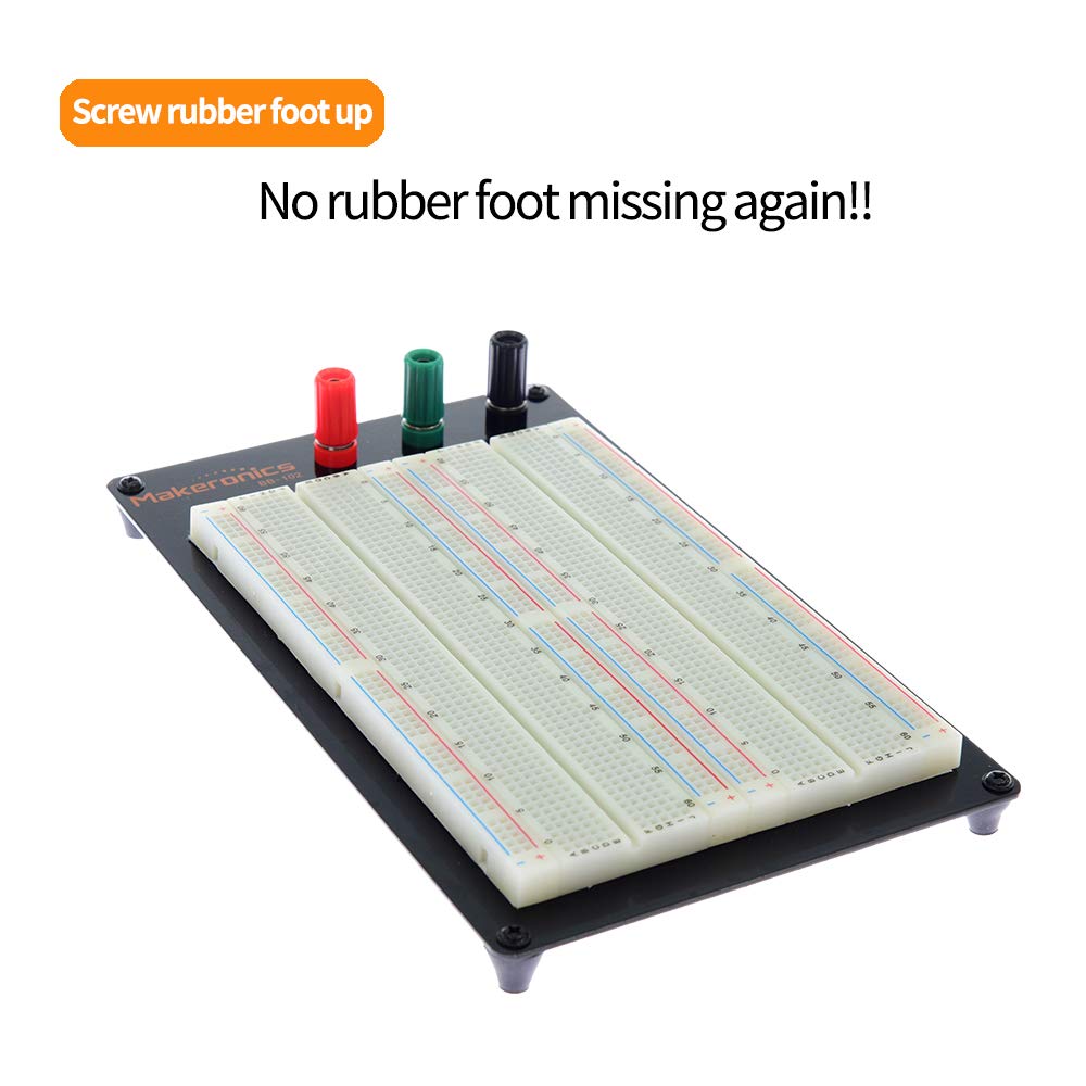 Makeronics Solderless 1660 Tie-Points Breadboard With Aluminum Back Plate For Circuit/Arduino/Raspberry Pi Prototyping Powered By Makeronics Technology