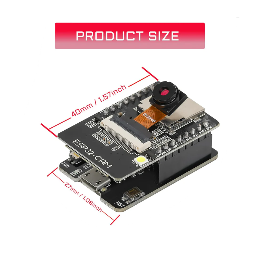 ESP32 CAM Development Board ESP32-CAM 8MP OV2640 Camera Module, WiFi Bluetooth Module ESP32-CAM-MB Micro USB to Serial Port CH340G with TF Card Slot for Raspberry Pi for Arduino