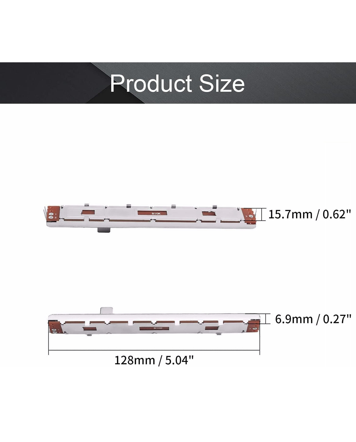 Fielect 5Pcs 10K Slide Potentiometer Carbon Film Fader Variable Resistors Mixer 128mm 3Pins 10K Ohm Linear Potentiometers for Dimming Tuning