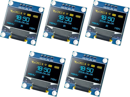 5 Pcs 0.96 Inch OLED I2C IIC Display Module 12864 128x64 Pixel SSD1306 Mini Self-Luminous OLED Screen Board Compatible with Arduino Raspberry Pi(Blue and Yellow)