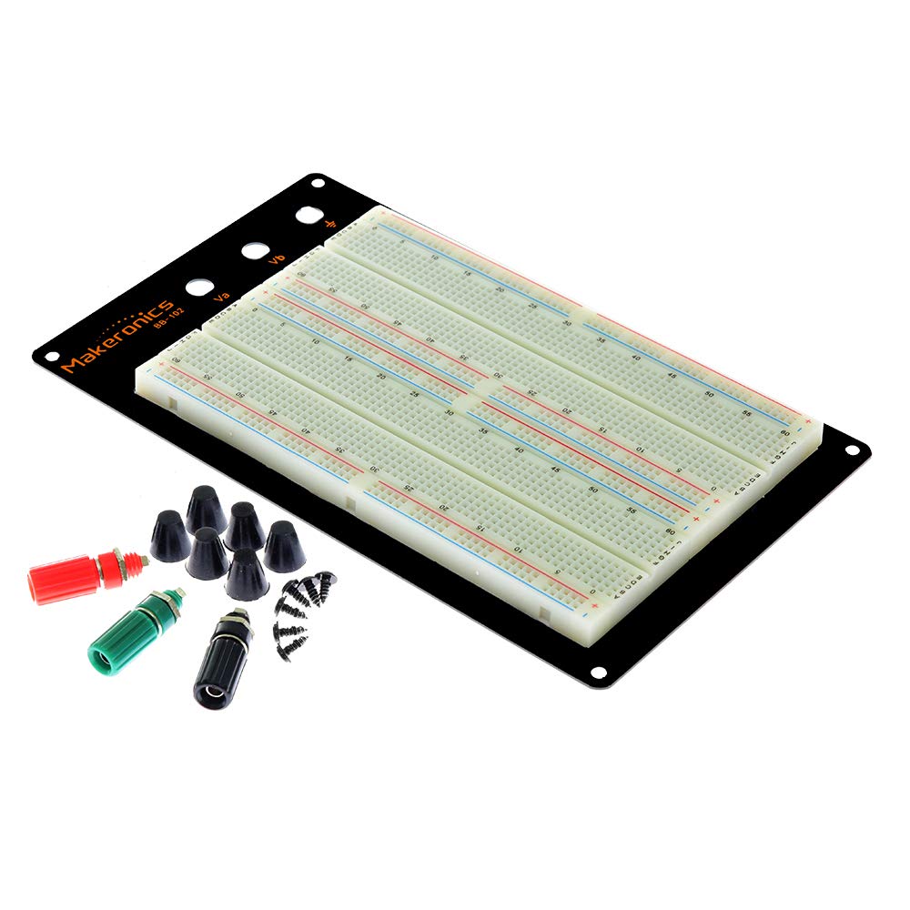 Makeronics Solderless 1660 Tie-Points Breadboard With Aluminum Back Plate For Circuit/Arduino/Raspberry Pi Prototyping Powered By Makeronics Technology