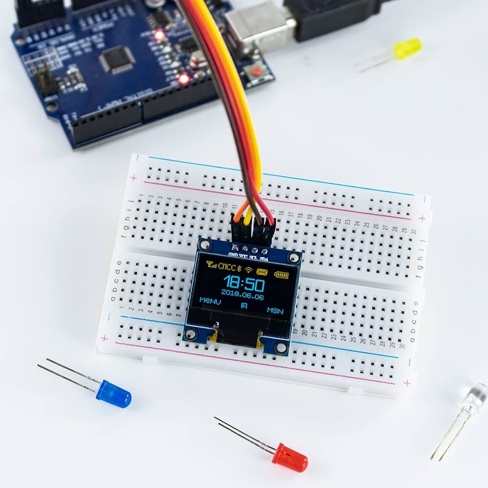5 Pcs 0.96 Inch OLED I2C IIC Display Module 12864 128x64 Pixel SSD1306 Mini Self-Luminous OLED Screen Board Compatible with Arduino Raspberry Pi(Blue and Yellow)