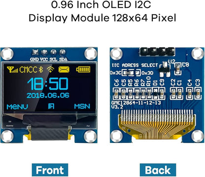 5 Pcs 0.96 Inch OLED I2C IIC Display Module 12864 128x64 Pixel SSD1306 Mini Self-Luminous OLED Screen Board Compatible with Arduino Raspberry Pi(Blue and Yellow)