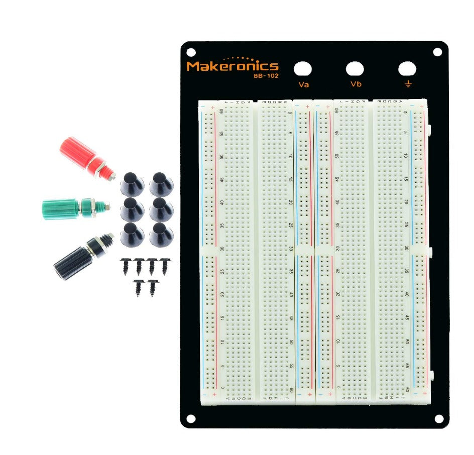 Makeronics Solderless 1660 Tie-Points Breadboard With Aluminum Back Plate For Circuit/Arduino/Raspberry Pi Prototyping Powered By Makeronics Technology